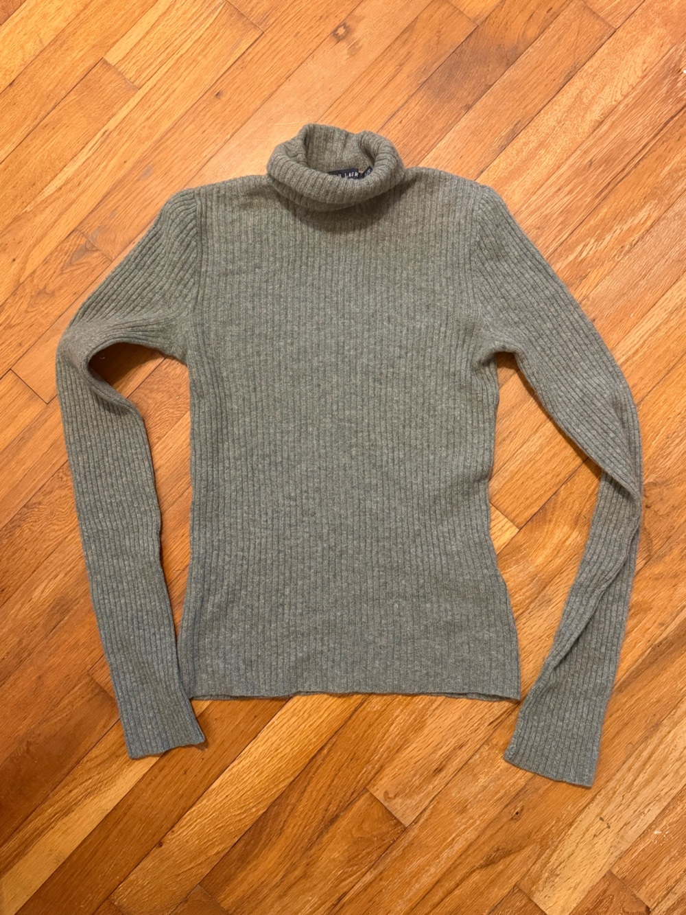 Sage Green Ralph Lauren Wool & Cashmere Ribbed Turtleneck Size Small